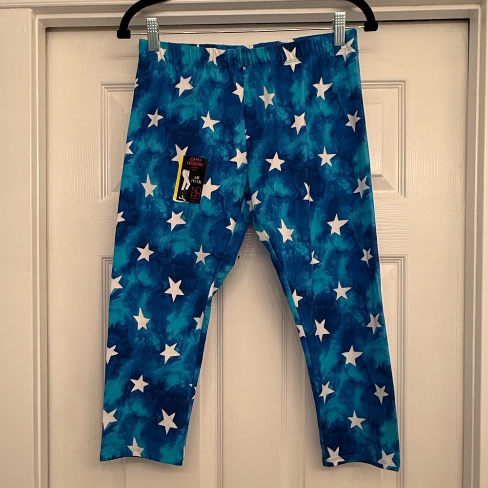 4th of July Blue Star Patterned Capri Leggings